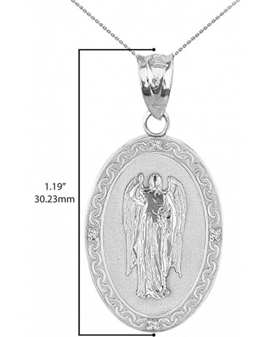 .925 Sterling Silver Cubic Zirconia 1-1/4” Oval Saint Gabriel The Archangel Medal Pendant Necklace - Choice of Pendant Only o...