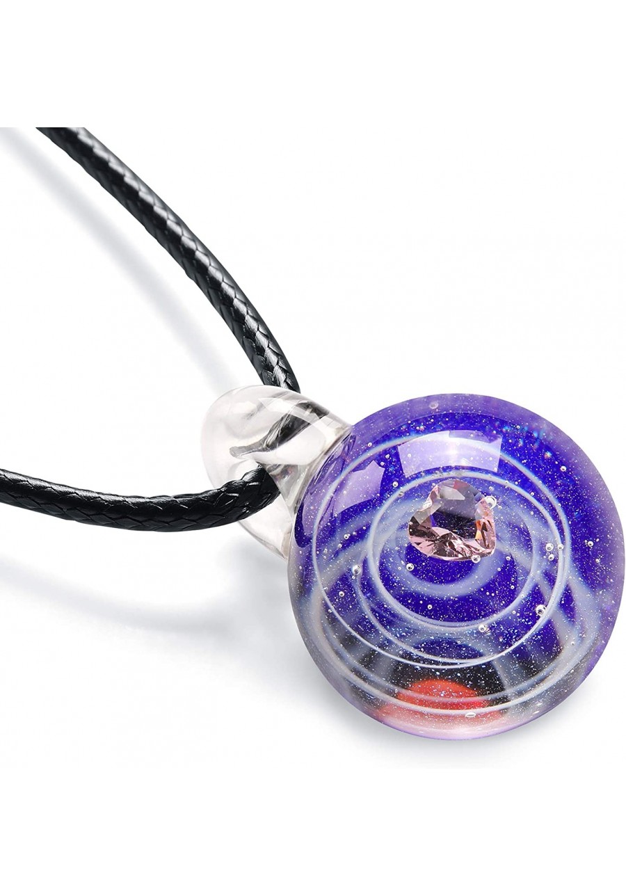 Fashionable Cool Galaxy Universe Glass Pendant Necklace Nebula Space Cosmos Glass Ball Bohemia Jewelry Gift Necklaces for Men...