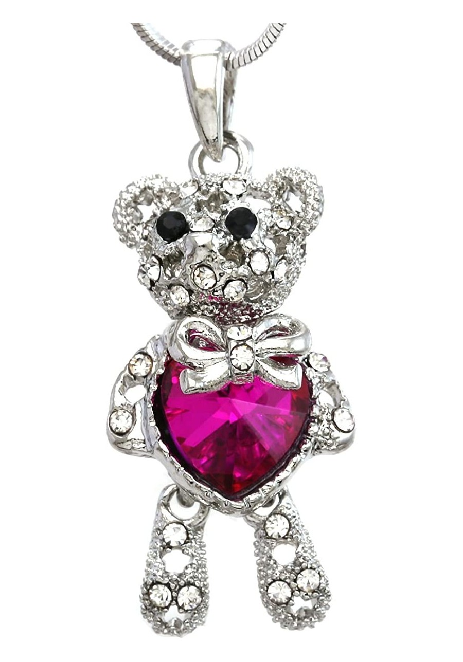 Valentines Day Teddy Bear Necklace Heart Pendant Charm for Mom $9.52 Pendants & Coins