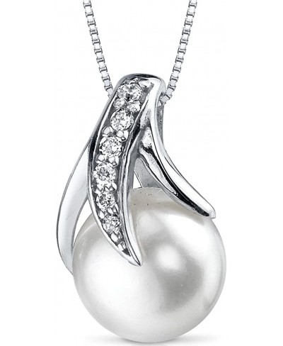 8mm Freshwater Cultured White Pearl Floating Pendant Necklace for Women 925 Sterling Silver with 18 Inch Chain $35.36 Pendant...