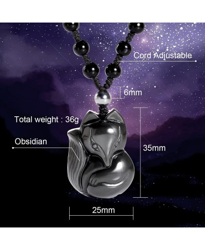 Black Obsidian Lucky Fox Necklace Natural Stone Healing Crystal Pendant Protection Amulet Gemstons Pendant Jewelery $16.34 Pe...