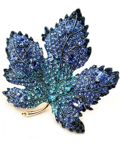 Vintage Stylish Full Micro Pave Yellow Orange Red Crystal Big Maple Leaf Brooch Pin Autumn Jewelry (Green) $18.45 Brooches & ...