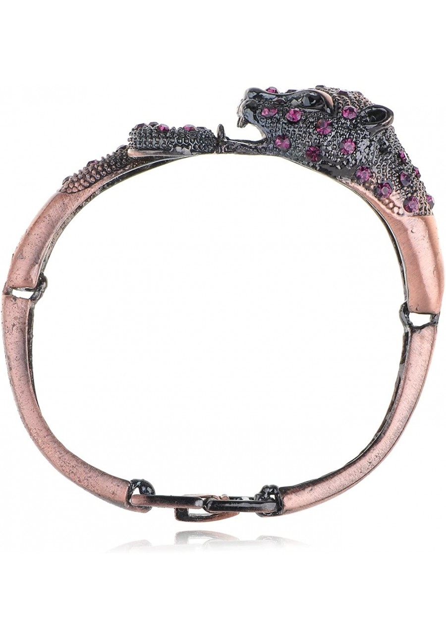 Copper Antique Brass Bronze Metal Alloy Amethyst Crystal Rhinestone Jaguar Tiger Cuff Bracelet Bangle $9.39 Bangle