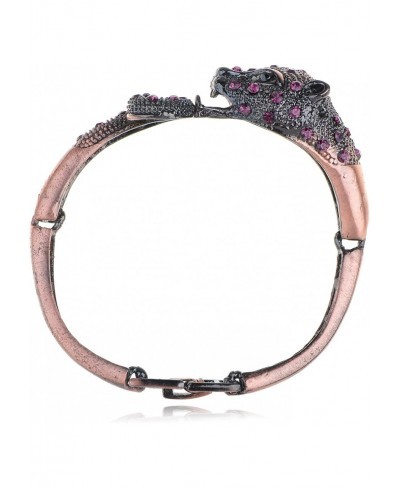 Copper Antique Brass Bronze Metal Alloy Amethyst Crystal Rhinestone Jaguar Tiger Cuff Bracelet Bangle $9.39 Bangle