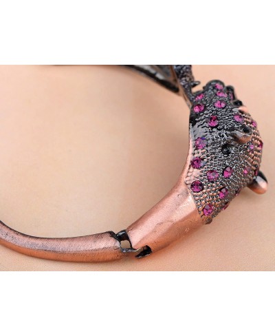 Copper Antique Brass Bronze Metal Alloy Amethyst Crystal Rhinestone Jaguar Tiger Cuff Bracelet Bangle $9.39 Bangle