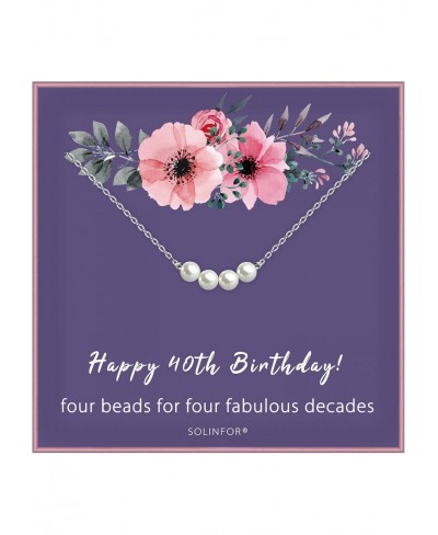 40th Birthday Gifts for Women - Sterling Silver Necklace - Four Pearls for Her 4 Decade - 40 Years Old Jewelry Gift Idea $23....