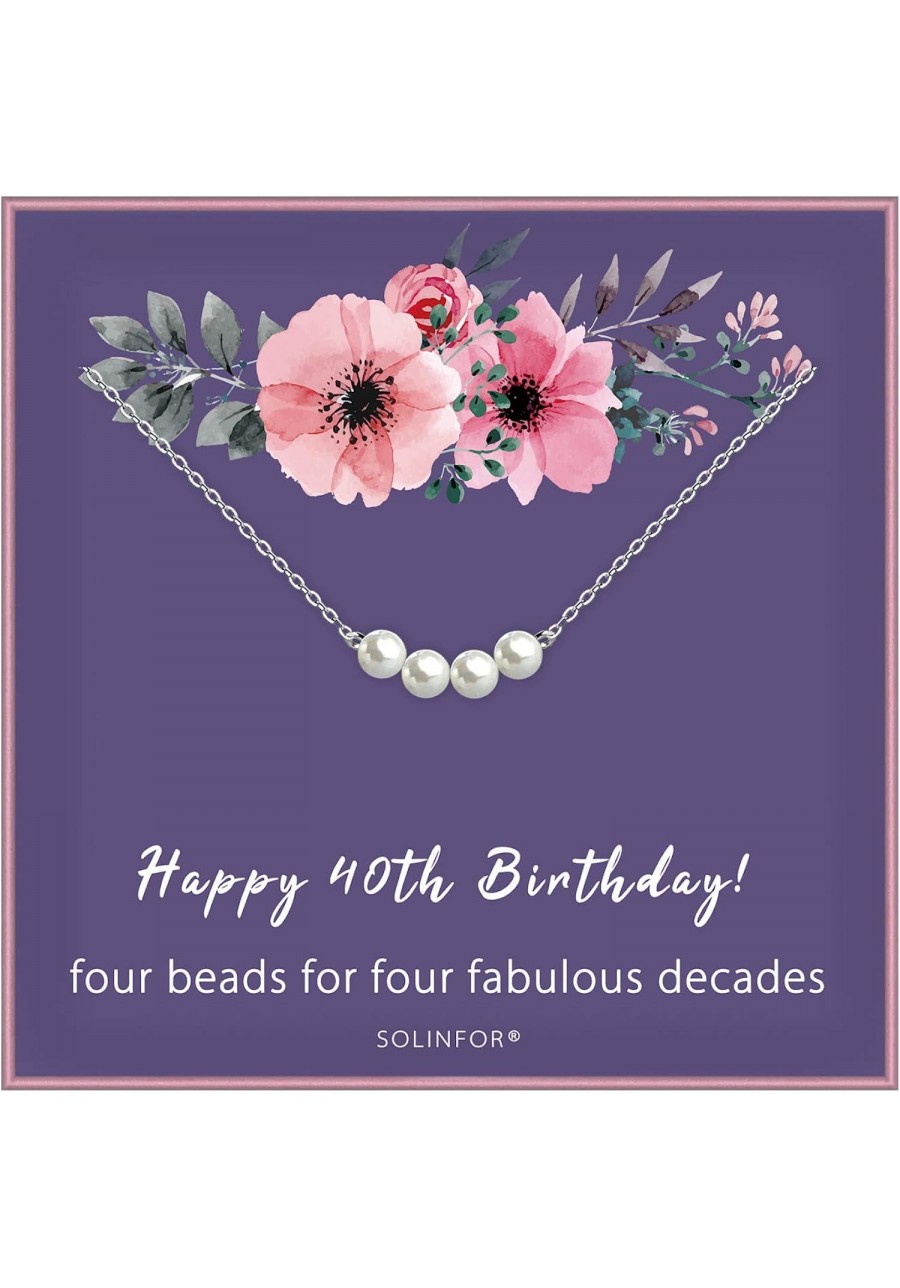 40th Birthday Gifts for Women - Sterling Silver Necklace - Four Pearls for Her 4 Decade - 40 Years Old Jewelry Gift Idea $23....