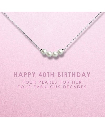 40th Birthday Gifts for Women - Sterling Silver Necklace - Four Pearls for Her 4 Decade - 40 Years Old Jewelry Gift Idea $23....