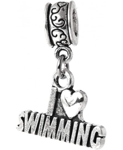 Dangle I Love Swimming Charm Bead for Bracelets $8.68 Charms & Charm Bracelets