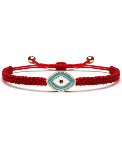 2pcs Lucky Evil Eye Bracelets Set Enamel Handmade Adjustable Red Black String Cord Amulet for Women Men Family Couple Protect...