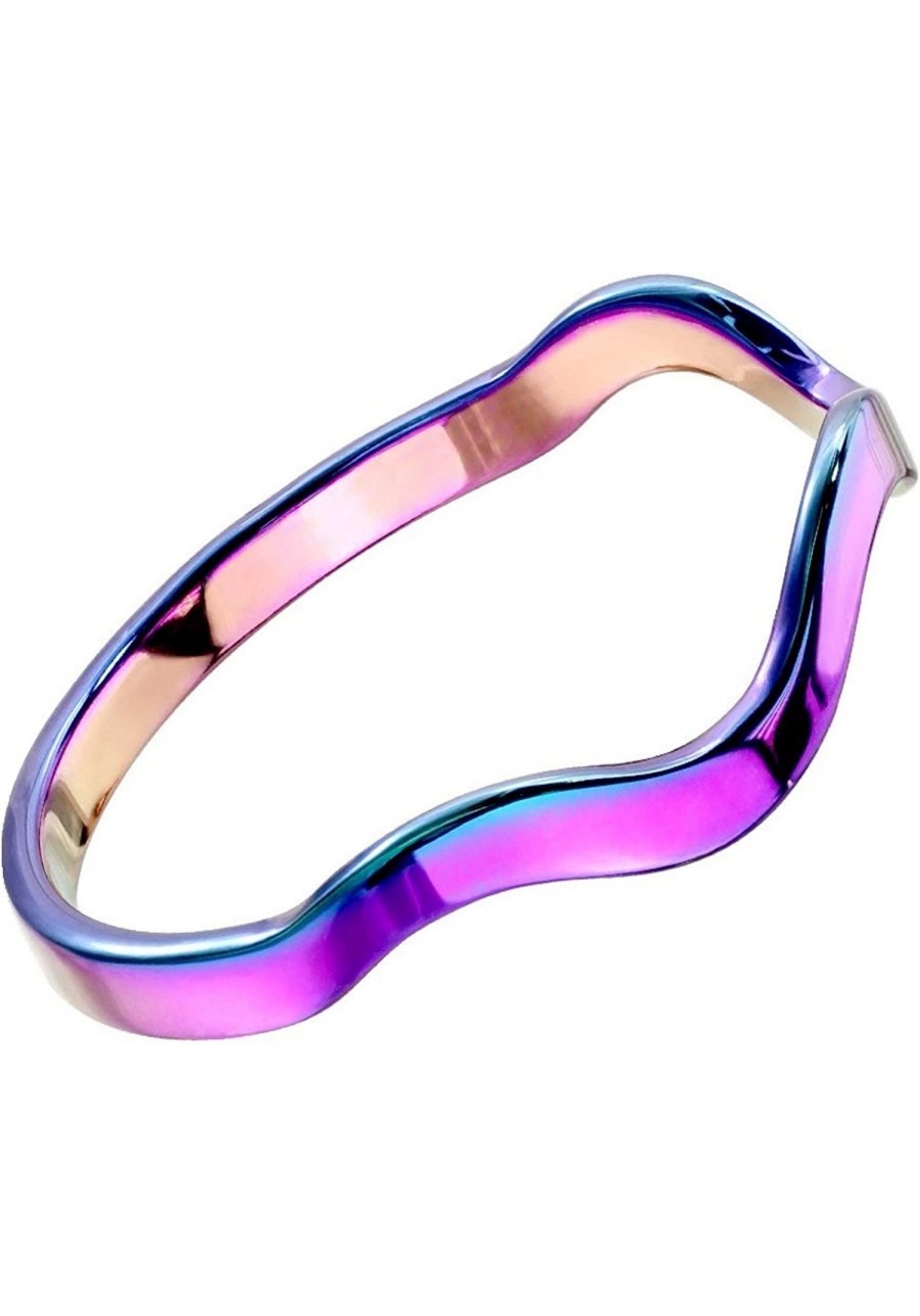 Rainbow Elemental Wave Ring Womens Stainless Steel Minimalist Stackable Band Size 5-9 $11.38 Bands