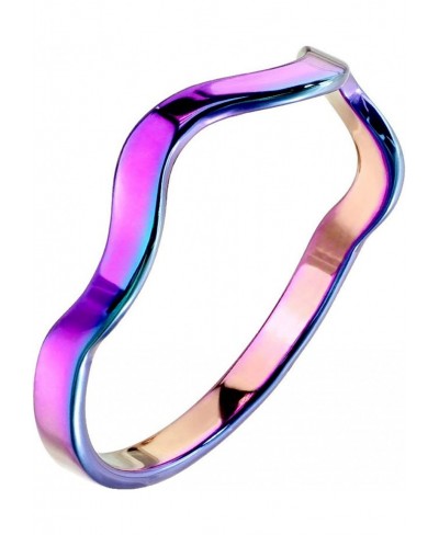 Rainbow Elemental Wave Ring Womens Stainless Steel Minimalist Stackable Band Size 5-9 $11.38 Bands