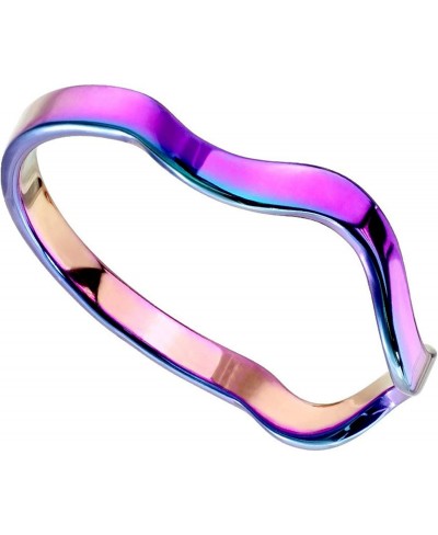 Rainbow Elemental Wave Ring Womens Stainless Steel Minimalist Stackable Band Size 5-9 $11.38 Bands