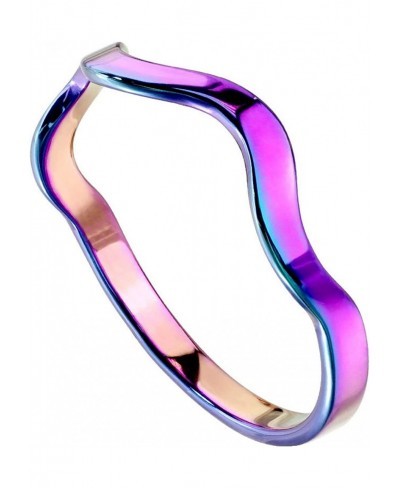 Rainbow Elemental Wave Ring Womens Stainless Steel Minimalist Stackable Band Size 5-9 $11.38 Bands