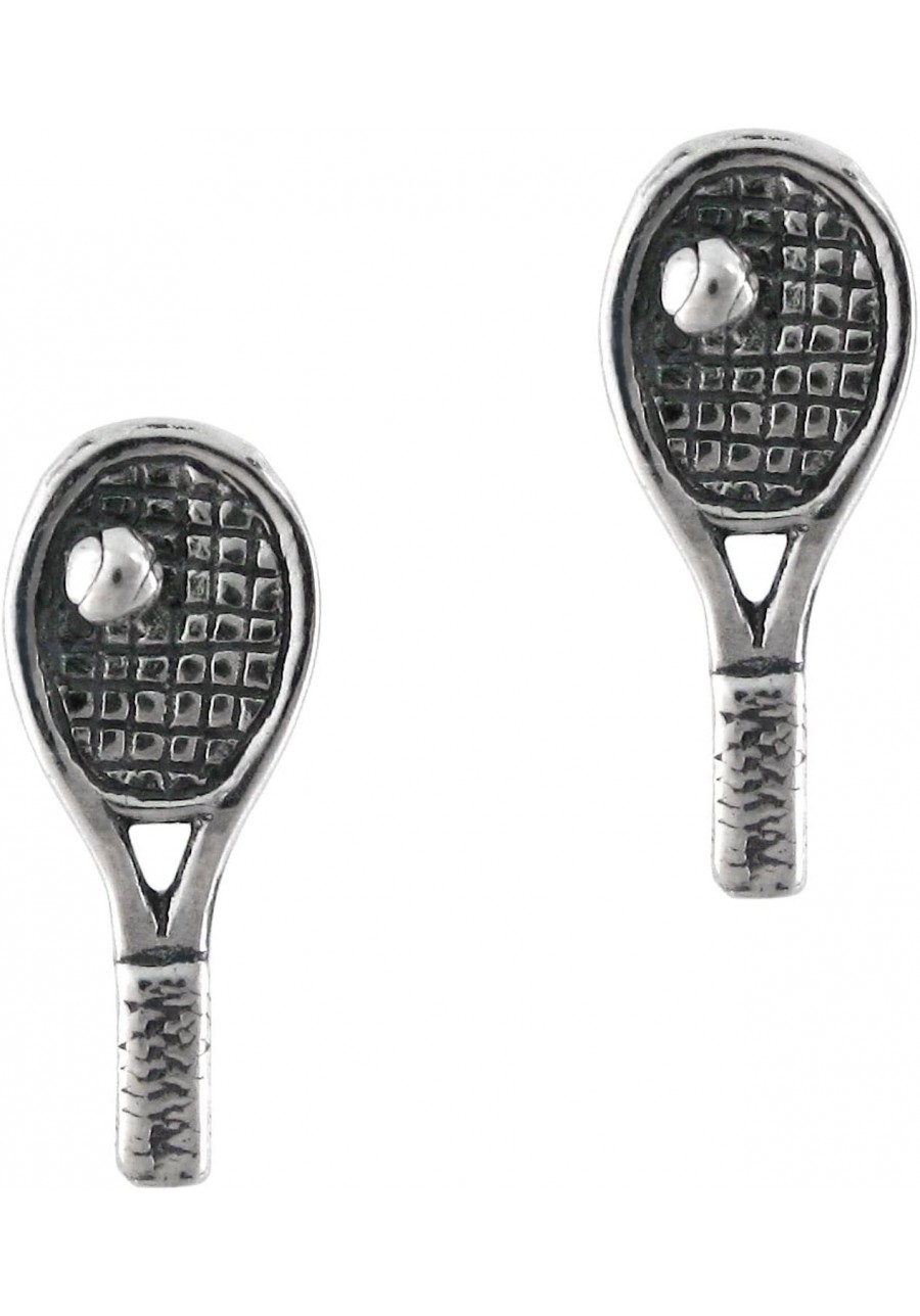 Sterling Silver Tennis Racket with Ball Post Earrings $14.25 Stud