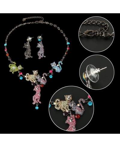 Pet Cat Family Necklace Earrings Set Austrian Crystal $39.16 Jewelry Sets