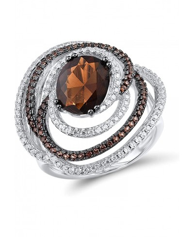 925 Sterling Silver Round Swirl Gemstone Ring Brown Glass Spinel Cubic Zirconia Ring for Women $33.35 Statement