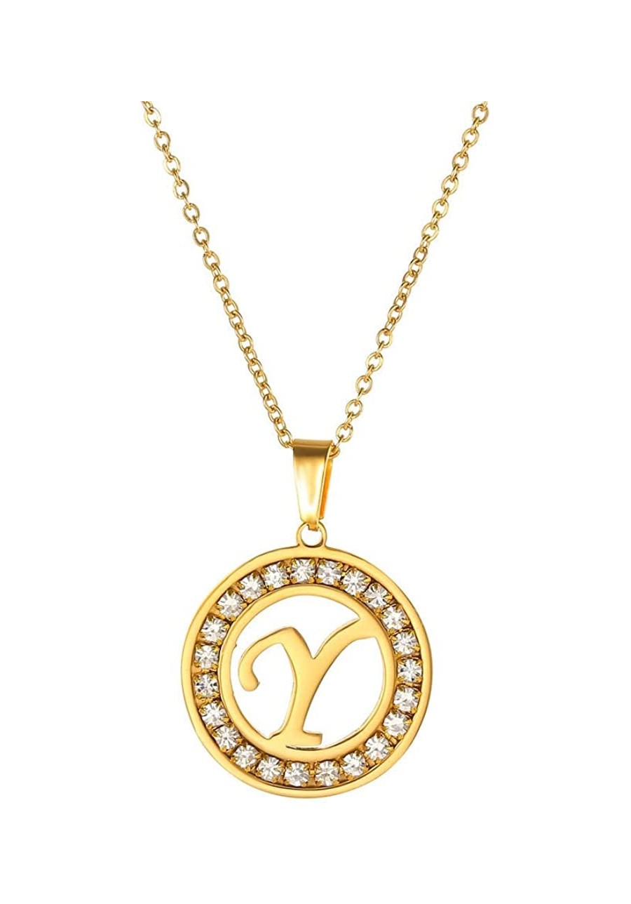 14K Gold Initial A to Z Necklaces for Women Girls and Man Gold Plated Cubic Zirconia Dainty Necklace Personalized Coin Alphab...