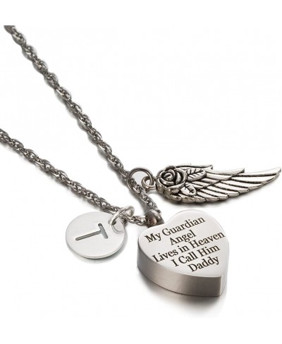 Cremation Urn Jewelry Engraved My Guardian Angel Daddy Ash Keepsake Memorial Initial Necklace $23.15 Pendants & Coins