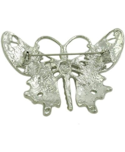 Black Enamel and Crystal Butterfly Brooch Pin $13.02 Brooches & Pins