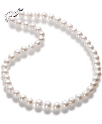 Sterling Silver White Pearl Necklace Freshwater Cultured Round Pearl AAAA Quality Neck Chain for Women in 18"/20" Length $35....