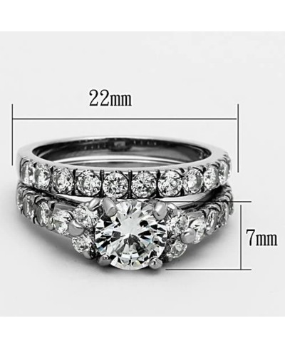 His & Her 3 Pc Stainless Steel 2.50 Ct Cz Bridal Set & Men Zirconia Wedding Band $33.34 Bridal Sets