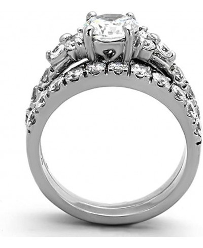 His & Her 3 Pc Stainless Steel 2.50 Ct Cz Bridal Set & Men Zirconia Wedding Band $33.34 Bridal Sets