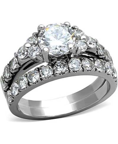 His & Her 3 Pc Stainless Steel 2.50 Ct Cz Bridal Set & Men Zirconia Wedding Band $33.34 Bridal Sets