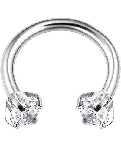 Surgical Steel Internally Threaded Horseshoe Hoop 16 gauge 5/16 8mm 3mm CZ Lobe Earrings Helix Piercing Jewelrys $15.55 Pierc...