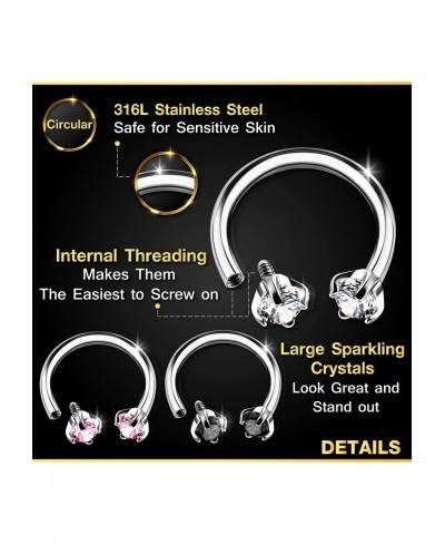 Surgical Steel Internally Threaded Horseshoe Hoop 16 gauge 5/16 8mm 3mm CZ Lobe Earrings Helix Piercing Jewelrys $15.55 Pierc...