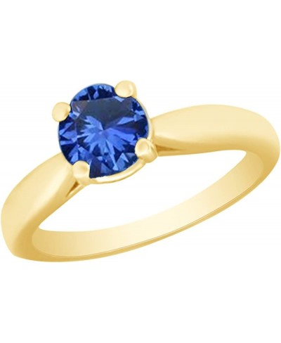 Round Cut Simulated Blue Sapphire Solitaire Ring in 14k Gold Over Sterling Silver (1 Ct) $22.17 Engagement Rings