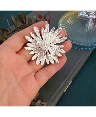 Elegant Vintage Metal Plant Flowers Daisy Brooch Women Brooch Pins Sweater Shawl Clips Brooches Wedding Decoration Flower Pin...