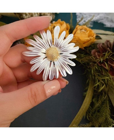 Elegant Vintage Metal Plant Flowers Daisy Brooch Women Brooch Pins Sweater Shawl Clips Brooches Wedding Decoration Flower Pin...