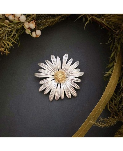 Elegant Vintage Metal Plant Flowers Daisy Brooch Women Brooch Pins Sweater Shawl Clips Brooches Wedding Decoration Flower Pin...