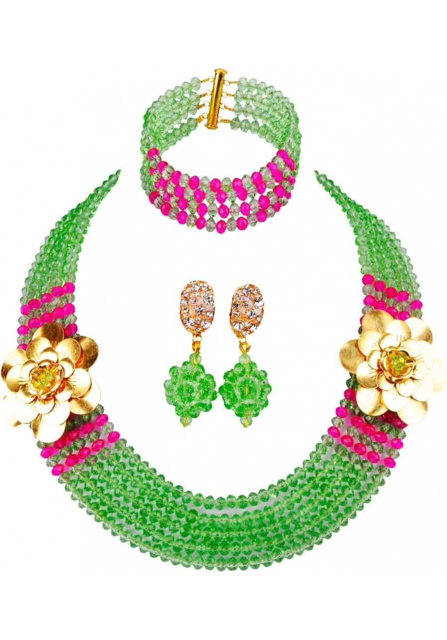 Costume African Jewelry Set for Womens Nigerian Beads Necklace Bracelet Earrings Sets Wedding Party Gifts $30.01 Jewelry Sets