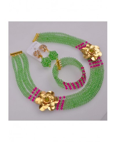 Costume African Jewelry Set for Womens Nigerian Beads Necklace Bracelet Earrings Sets Wedding Party Gifts $30.01 Jewelry Sets