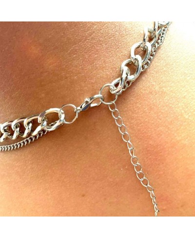 Chokers Chunky Necklaces for women Double Punk Chain Silver Statement Collar Necklace Choker Necklace Collar Punk Choker Neck...