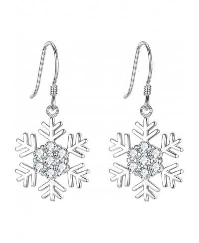 Women's CZ Snowflake Hook Dangle Earrings $8.40 Drop & Dangle