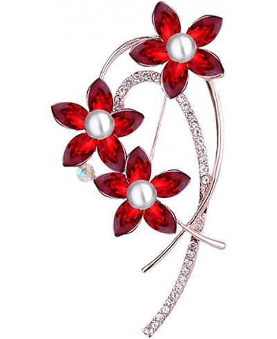 Brooch Pins for Women Glitter Flower Faux Pearl Rhinestone Inlaid Lapel Brooch Pin Scarf Decor Gift (Big Red) $7.43 Brooches ...