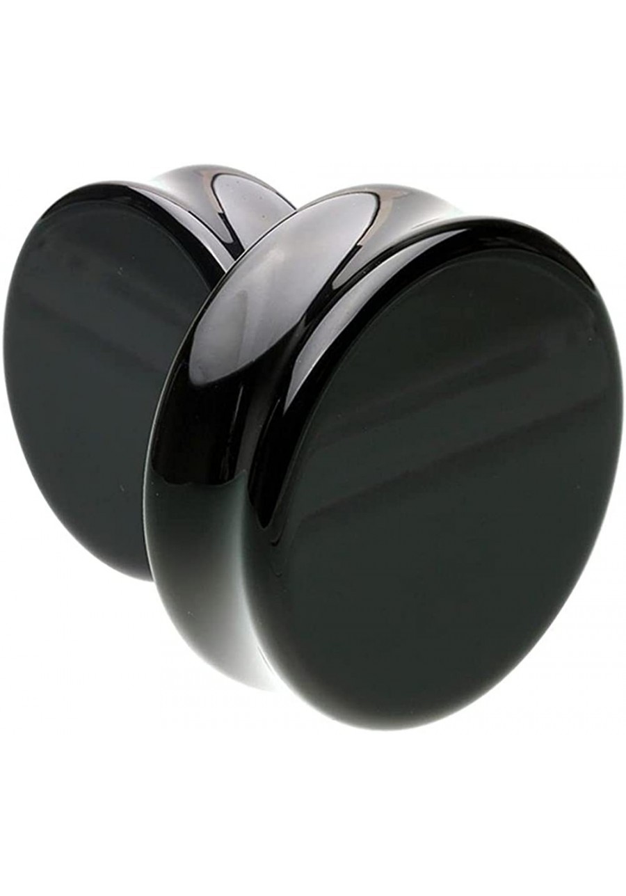 Supersize Black Agate Natural Stone Double Flared Ear Gauge Plug $29.30 Piercing Jewelry