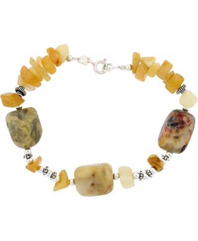 Natural Yellow Onyx & Picture Jasper Bracelet Sterling Silver Findings 7 inch $21.99 Link