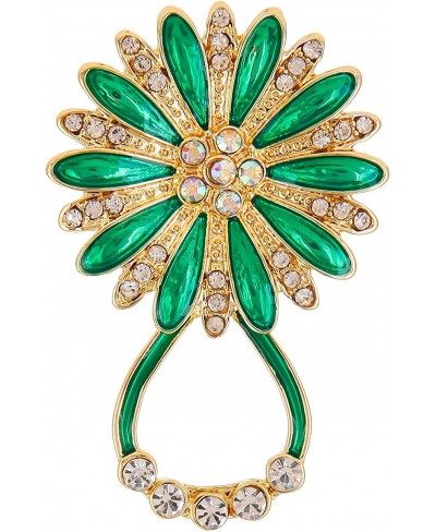 Summer Fashion Jewelry Crystal Green Flower Magnetic Eyeglass Holder Brooch Pin for Women $16.27 Brooches & Pins