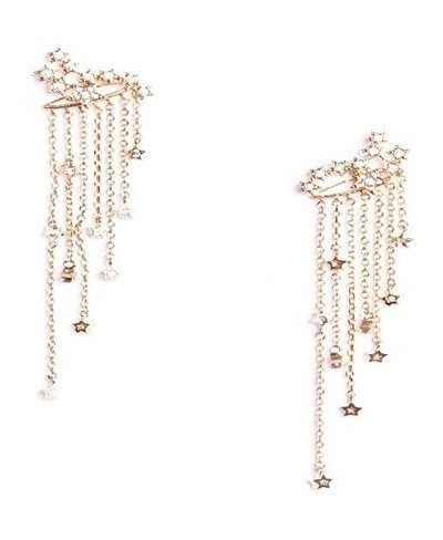 Long Tassel Earrings Shooting Star Rhinestone Drop Hook Dangle Earrings for Party Linear Fringe Earring $8.52 Drop & Dangle