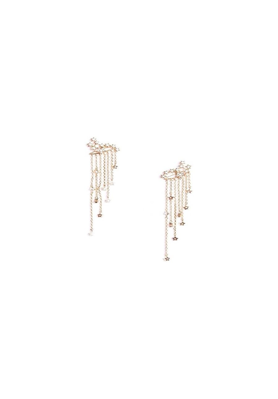 Long Tassel Earrings Shooting Star Rhinestone Drop Hook Dangle Earrings for Party Linear Fringe Earring $8.52 Drop & Dangle