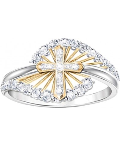 Exquisite Jewelry Ring Love Rings Women Dual Tone Rhinestone Inlaid Cross Finger Ring Wedding Engagement Jewelry Wedding Band...