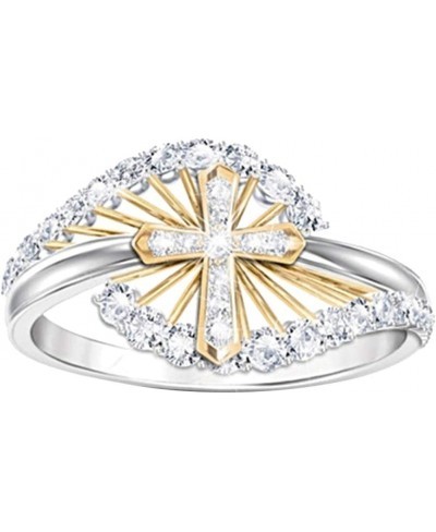 Exquisite Jewelry Ring Love Rings Women Dual Tone Rhinestone Inlaid Cross Finger Ring Wedding Engagement Jewelry Wedding Band...