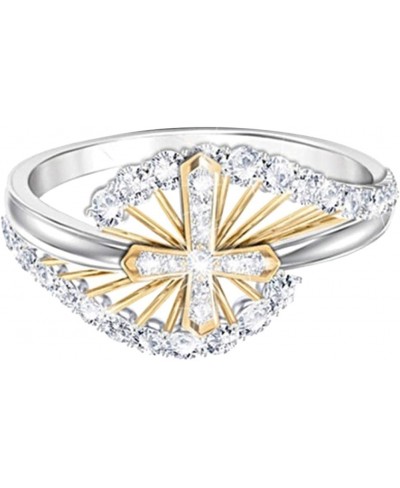 Exquisite Jewelry Ring Love Rings Women Dual Tone Rhinestone Inlaid Cross Finger Ring Wedding Engagement Jewelry Wedding Band...