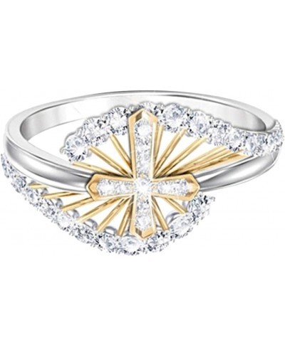 Exquisite Jewelry Ring Love Rings Women Dual Tone Rhinestone Inlaid Cross Finger Ring Wedding Engagement Jewelry Wedding Band...