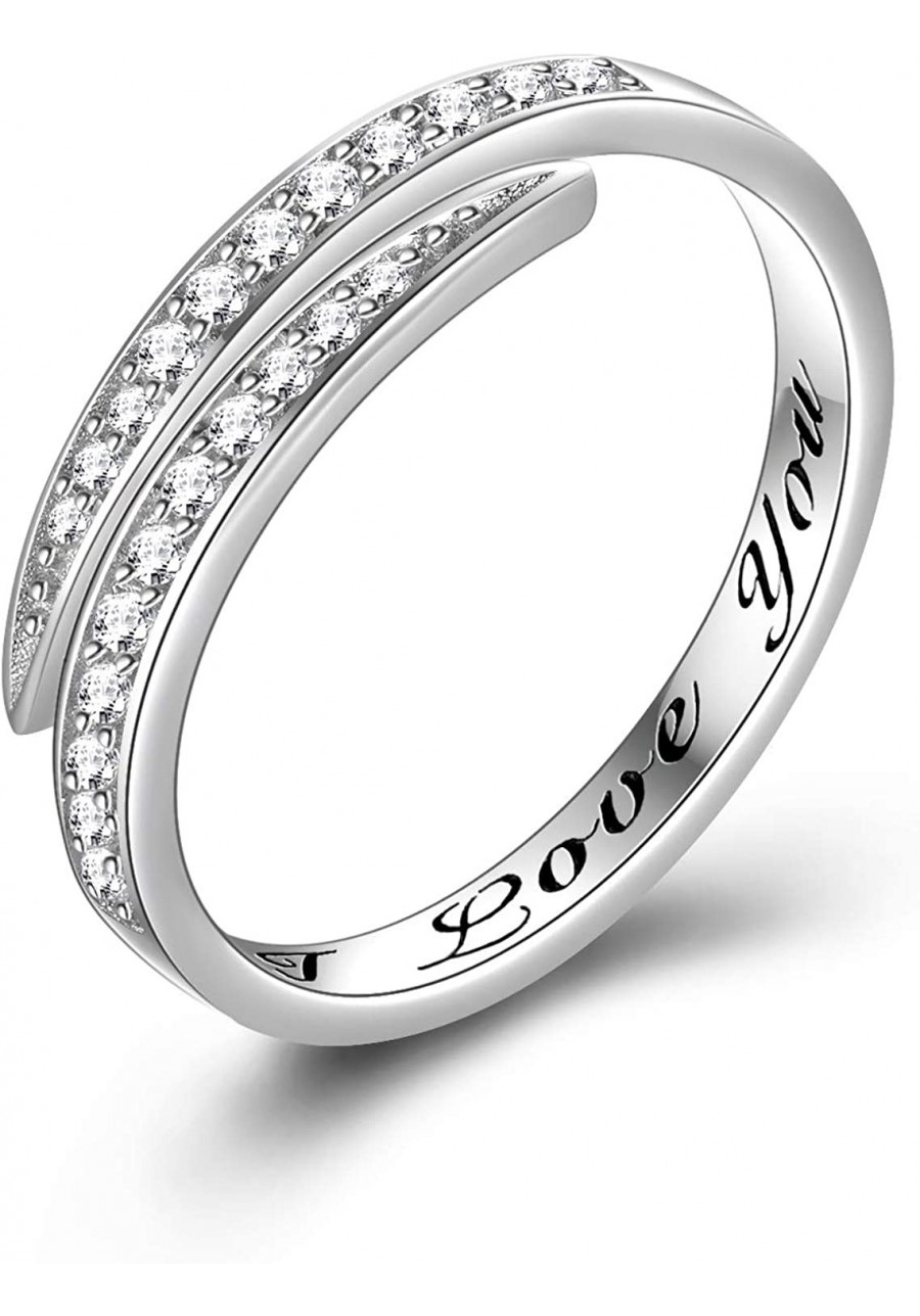 925 Sterling Silver Ring Cubic Zirconia Band Inspirational Jewelry Christmas Gift for Women Girls $31.16 Bands