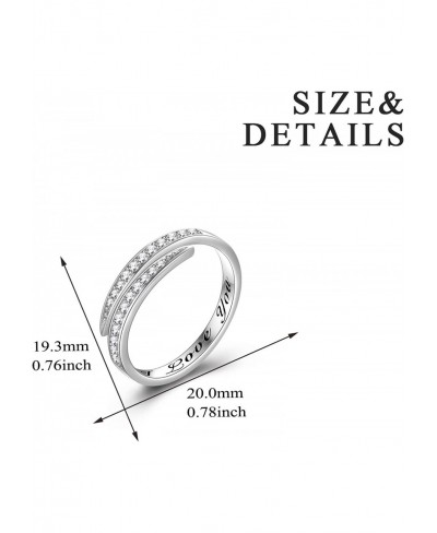 925 Sterling Silver Ring Cubic Zirconia Band Inspirational Jewelry Christmas Gift for Women Girls $31.16 Bands